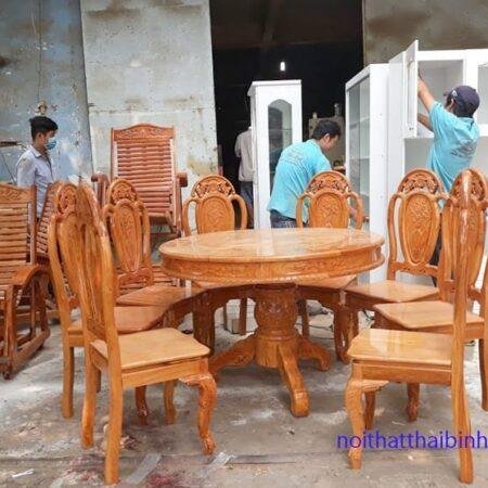 Bộ bàn ăn gỗ gõ đỏ tự nhiên MS 9685 10 Bộ bàn ăn gỗ gõ đỏ tự nhiên MS 9685