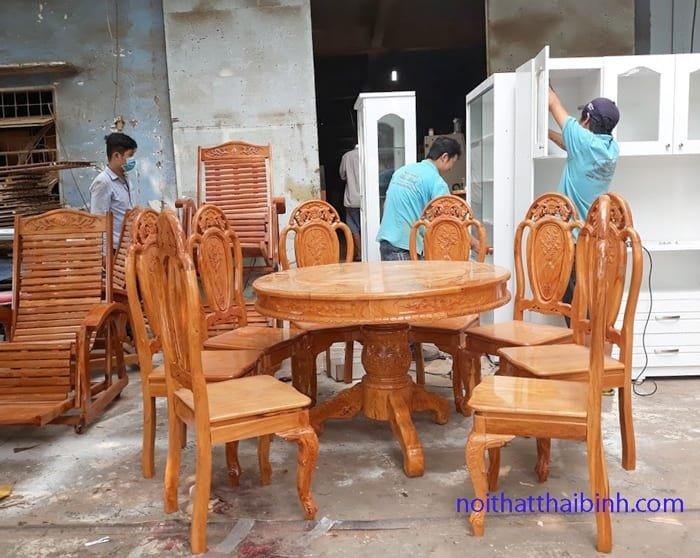 Bộ bàn ăn gỗ gõ đỏ tự nhiên MS 9685 4 Bộ bàn ăn gỗ gõ đỏ tự nhiên MS 9685 - Ảnh 4