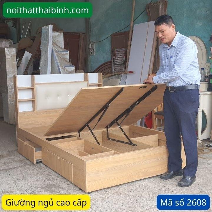 Giường ngủ vạt nâng cao MS 2608 Giường ngủ vạt nâng cao MS 2608 - Ảnh 4