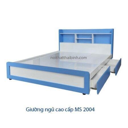 Giường ngủ cao cấp màu xanh MS 2004