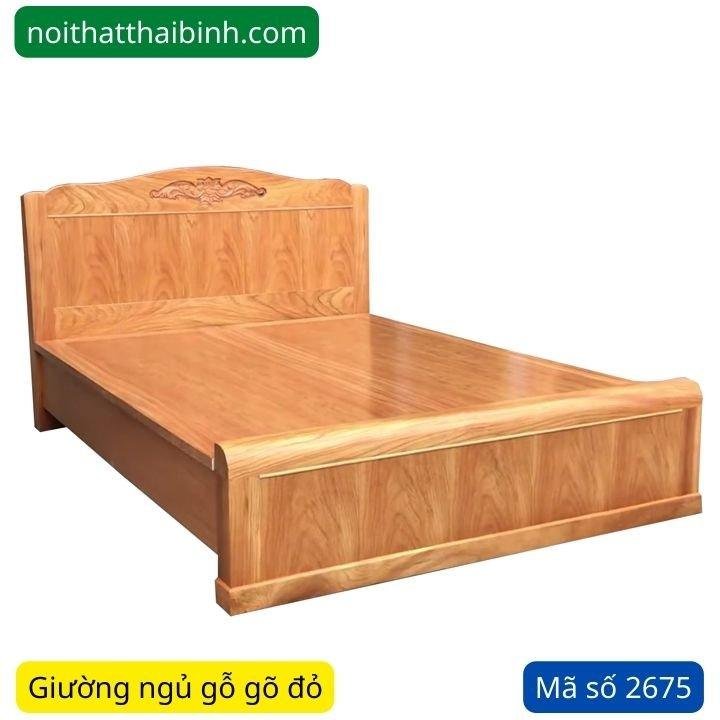 Giường ngủ gỗ gõ đỏ 1m6 MS 2675 1 Giường ngủ gỗ gõ đỏ 1m6 MS 2675