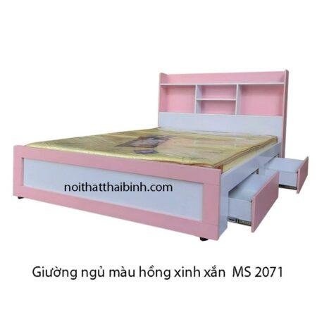 Giường ngủ màu hồng trẻ em MS 2071