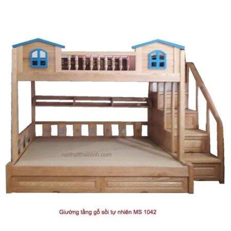 Giường tầng trẻ em gỗ sồi tự nhiên MS 1042 Giá bán = 18.500.000 đ
