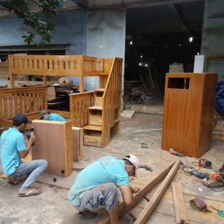 Giường tầng gỗ cao su MS 9080 6 Giường tầng gỗ cao su MS 9080