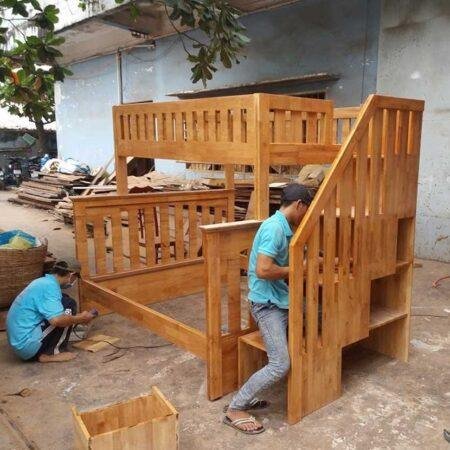 Giường tầng gỗ cao su MS 9080 7 Giường tầng gỗ cao su MS 9080