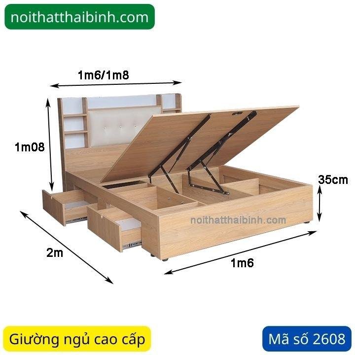 Giường ngủ vạt nâng cao MS 2608 Giường ngủ vạt nâng cao MS 2608 - Ảnh 6
