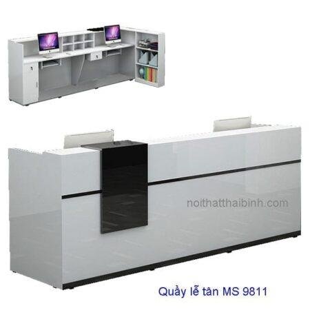 Bàn quầy lễ tân đẹp MS 9811 Giá 2m0 = 15.000.000 - Tặng 1 ghế quầy cao cấp