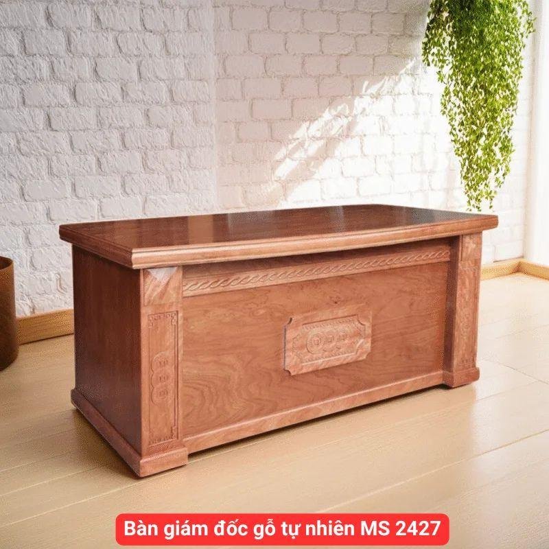 Bàn giám đốc gỗ tự nhiên vân xoan đào MS 2427