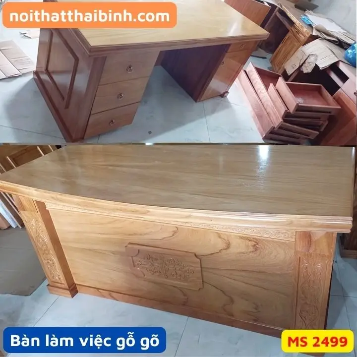 Bàn làm việc gỗ tự nhiên cao cấp MS 2499