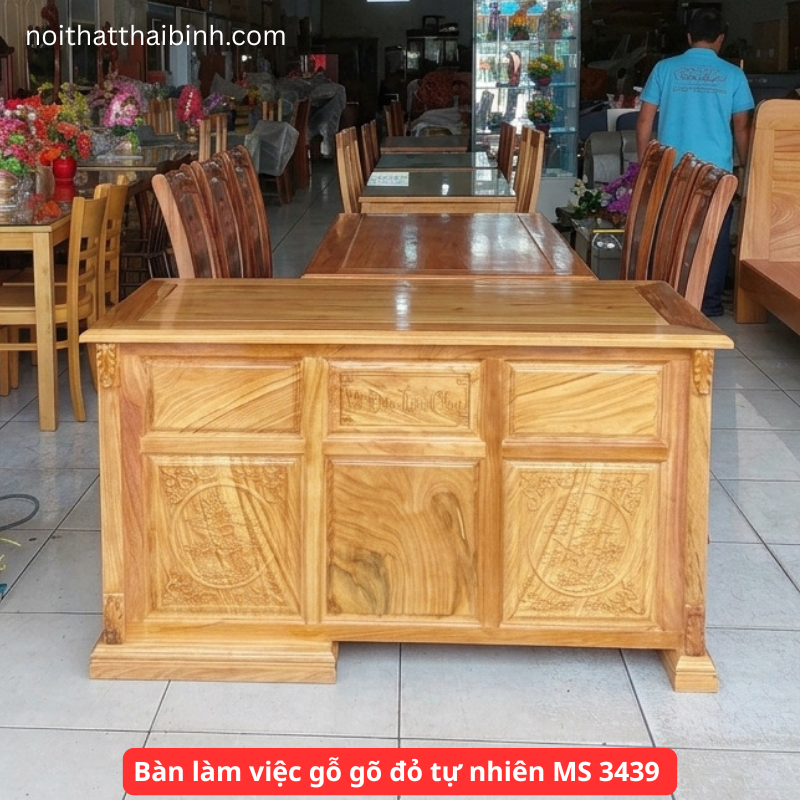 Bàn làm việc gỗ gõ đỏ tự nhiên MS 3439