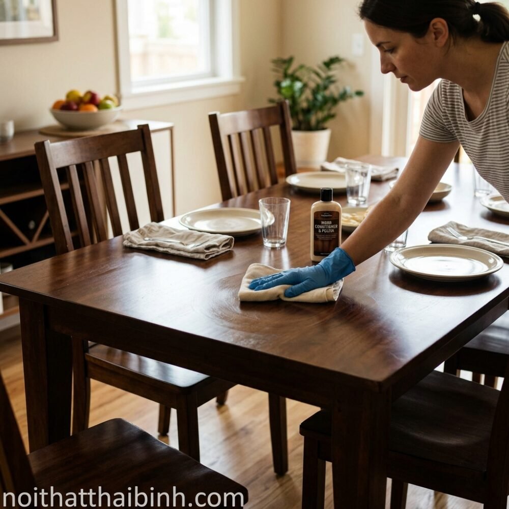 Bàn Ăn Gỗ Tự Nhiên: Bí Quyết Chọn Mua Chuẩn Thợ Mộc 30 Năm Kinh Nghiệm Đánh bóng và dưỡng gỗ định kỳ