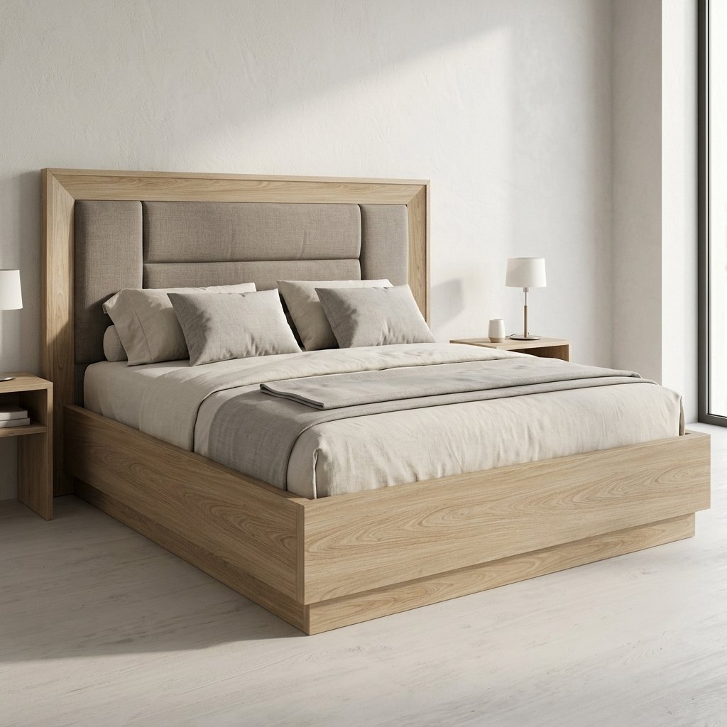 Giường ngủ hiện đại đơn giản bọc nỉ đầu giường chần nút