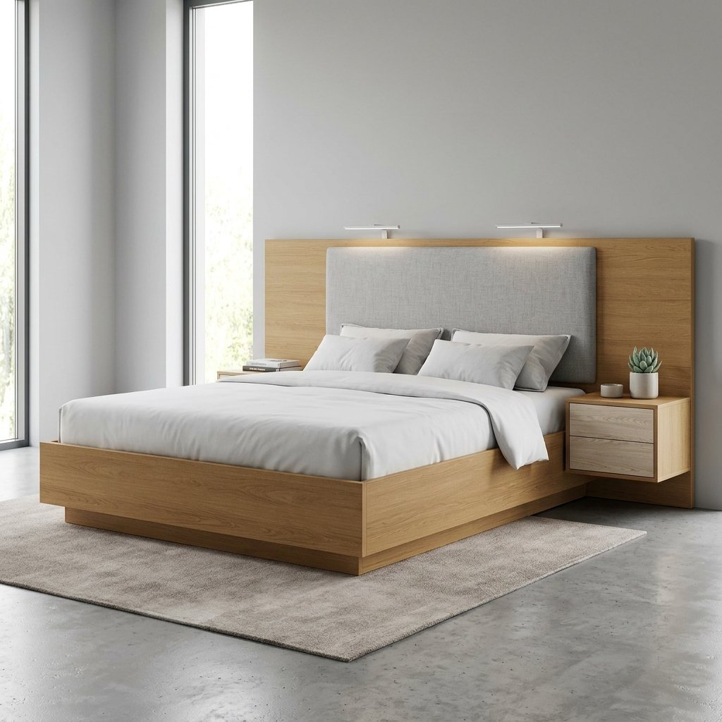 Giường ngủ hiện đại đơn giản bọc nỉ đầu giường chần nút