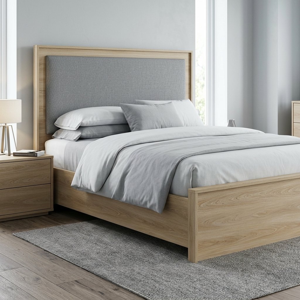 Giường ngủ hiện đại đơn giản bọc nỉ đầu giường chần nút