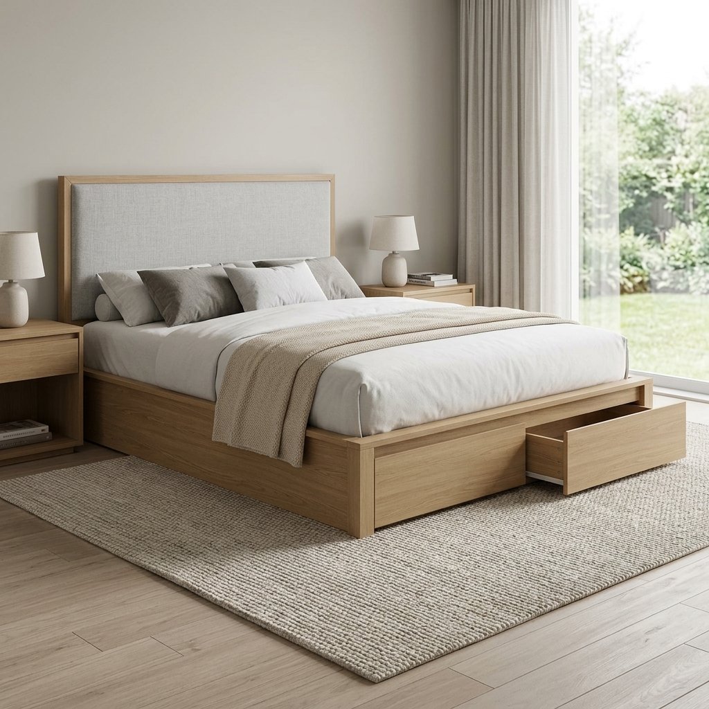 Giường ngủ hiện đại đơn giản gỗ óc chó cao cấp