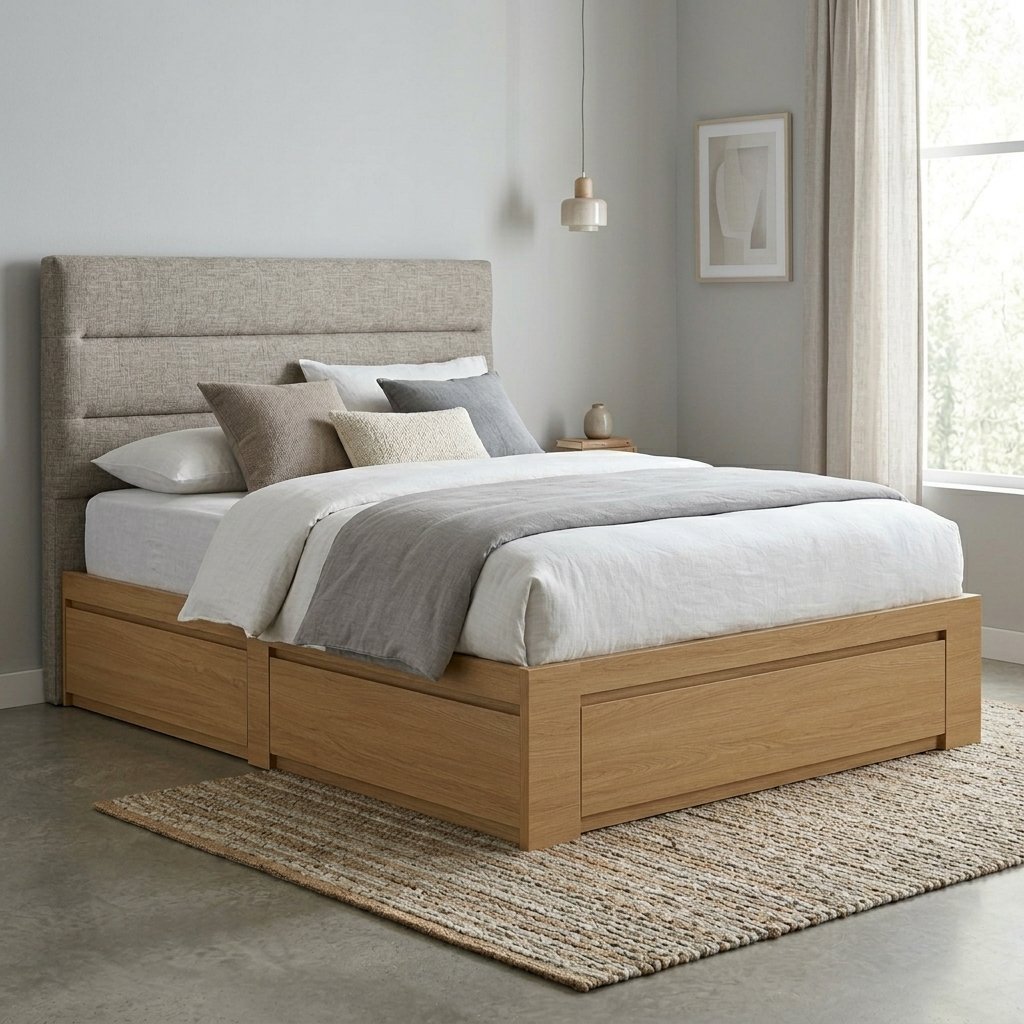Giường ngủ hiện đại đơn giản gỗ óc chó cao cấp