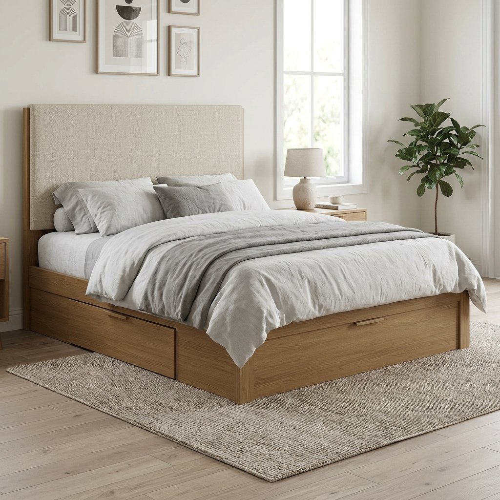 Giường ngủ hiện đại đơn giản gỗ óc chó cao cấp