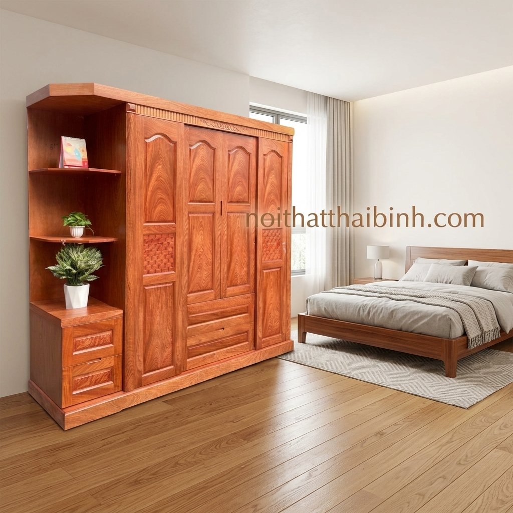 Tủ quần áo 4 cánh gỗ tự nhiên