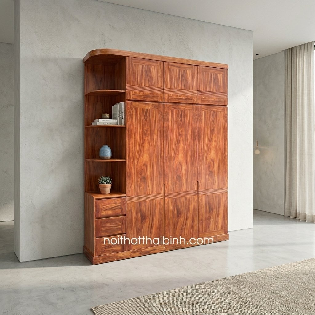 Tủ quần áo 4 cánh gỗ tự nhiên