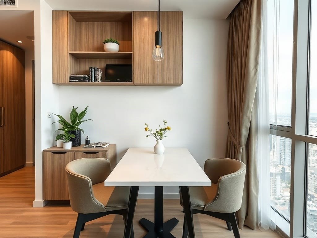 Khám Phá 5 Tác Dụng Đặc Biệt Của Bàn Ăn Thông Minh Bàn làm việc kết hợp bàn ăn trong căn hộ thành phố Việt Nam phong cách