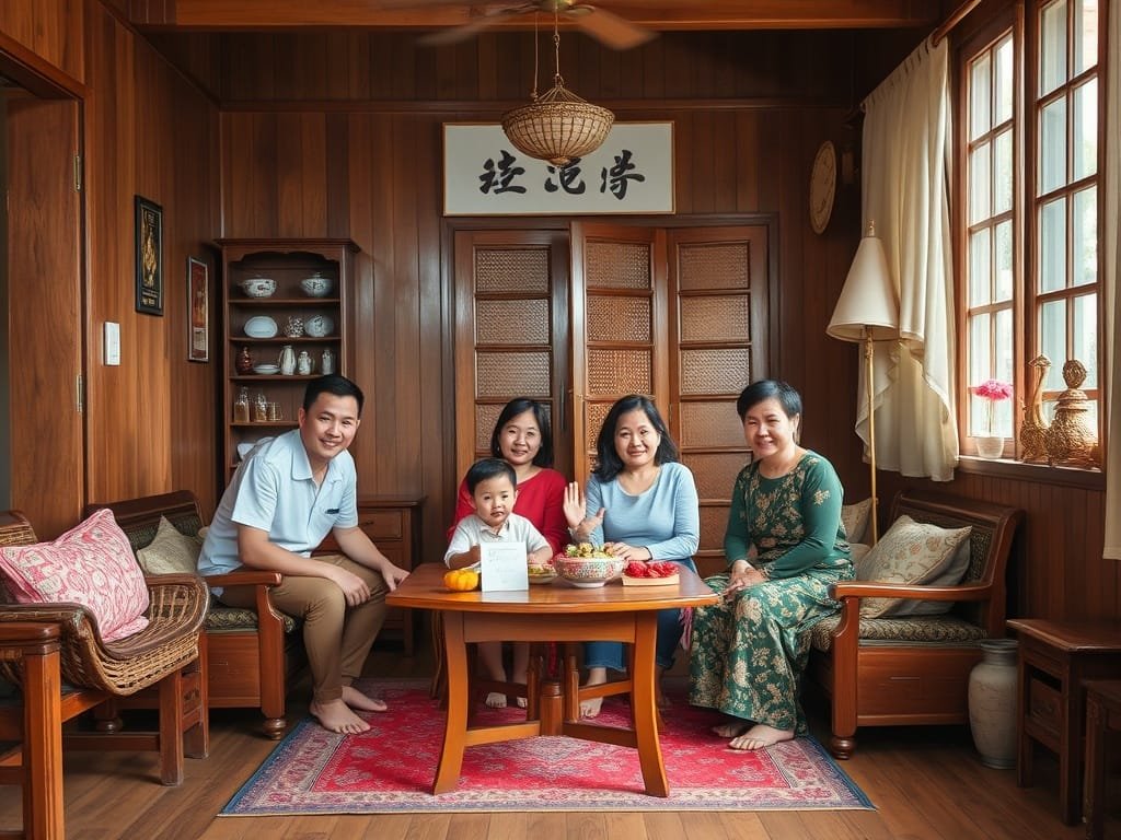 Khám Phá Gỗ Gụ Lào: Tinh Hoa Của Nội Thất Cao Cấp Gia đình Việt Nam trong ngôi nhà có nội thất gỗ