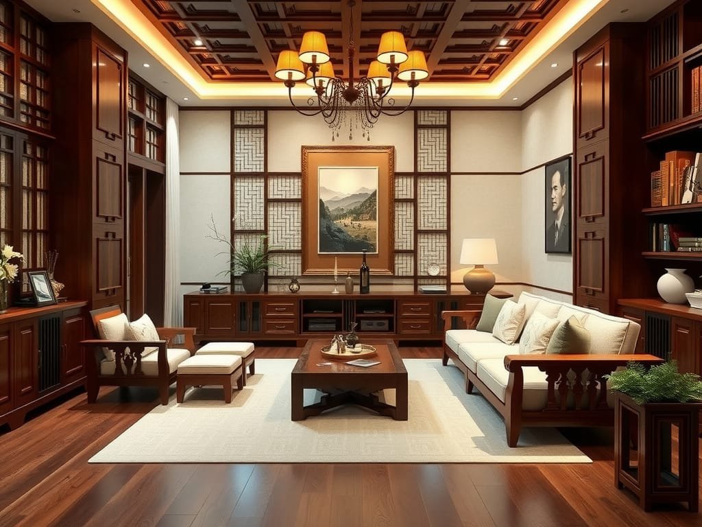 Phòng khách Việt Nam nội thất gỗ sang trọng