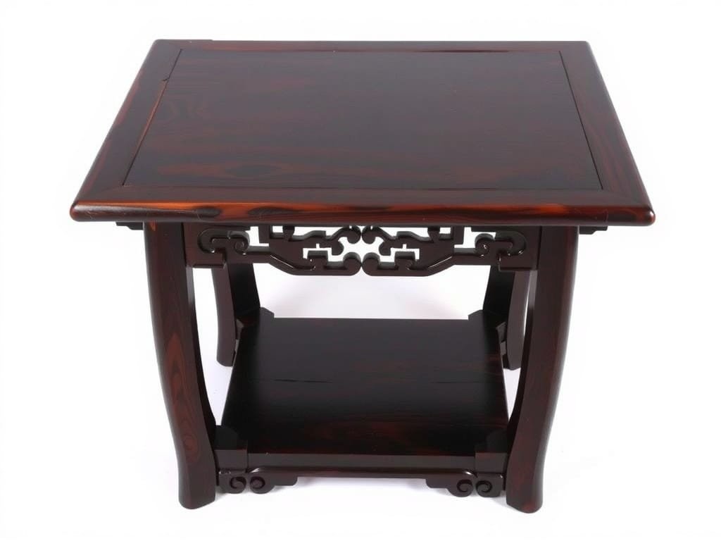 Tìm Hiểu Gỗ Mun Là Gì Và Những Ứng Dụng Thực Tiễn Trong Nội Thất Bàn trà truyền thống Việt Nam làm từ gỗ mun, thể hiện sự khéo léo.