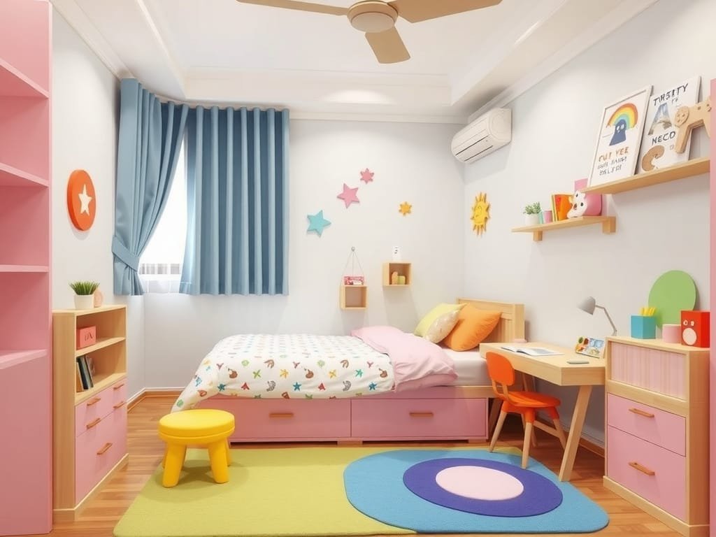 Phòng trẻ em Việt Nam với thiết kế giường xếp đầy màu sắc