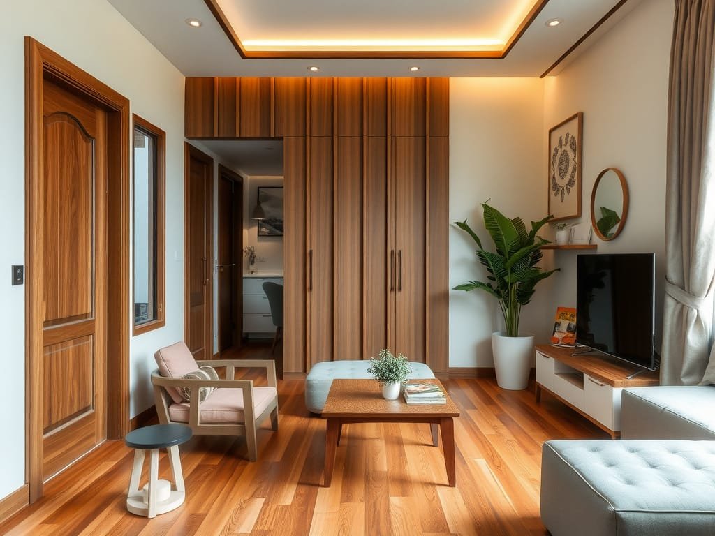 Nội thất căn hộ Việt Nam với sàn gỗ