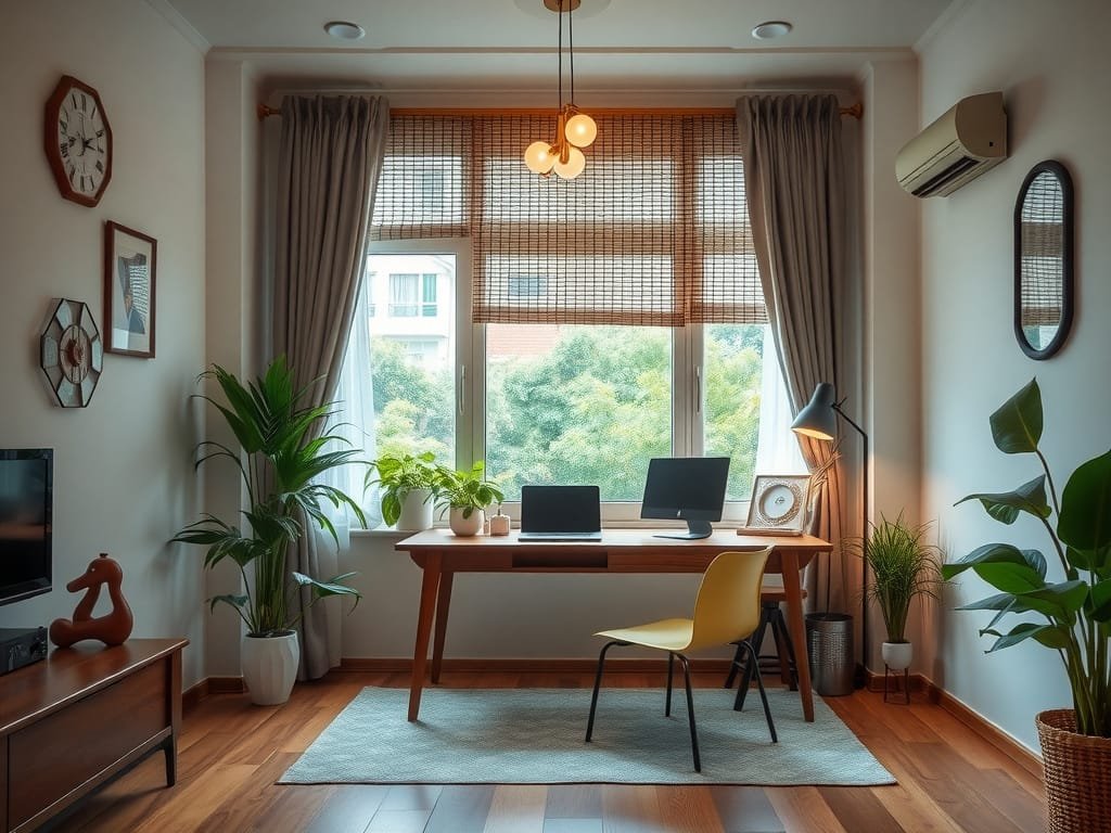 7 Cách Đặt Bàn Làm Việc Thu Hút Tài Lộc Cho Không Gian Sống Văn phòng tại gia yên bình và thanh thản của Việt Nam.