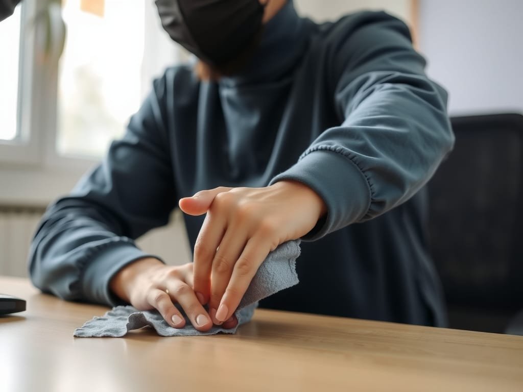 Người Việt Nam sử dụng khăn vi sợi lau bàn.