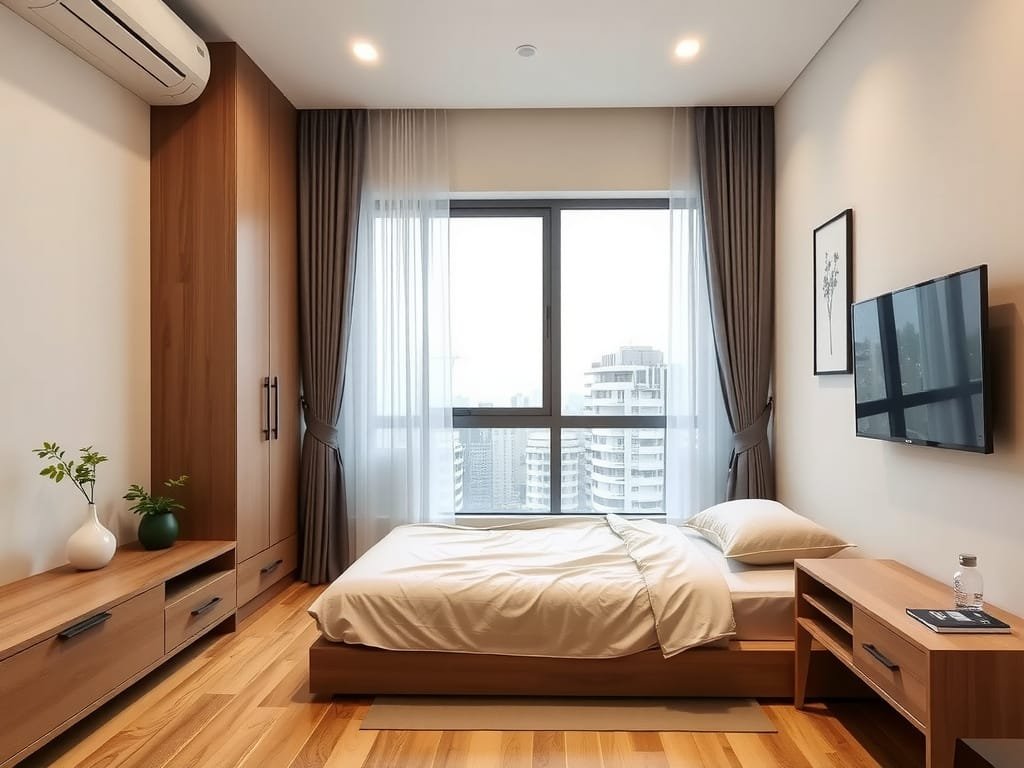 Căn hộ Việt Nam hiện đại với giường xếp tiết kiệm không gian