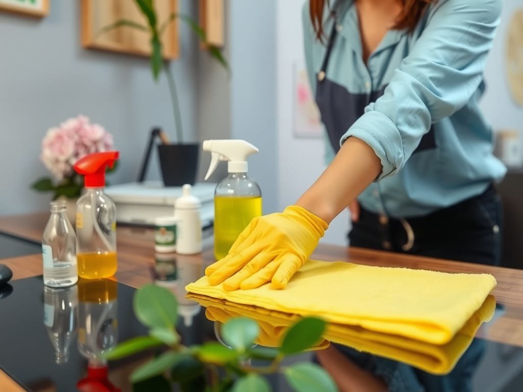Người Việt Nam vệ sinh bàn với sản phẩm tự nhiên.