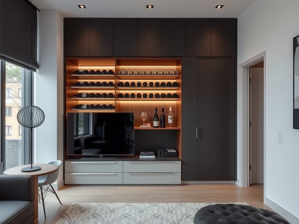 Căn hộ studio tối giản có tủ rượu tinh tế