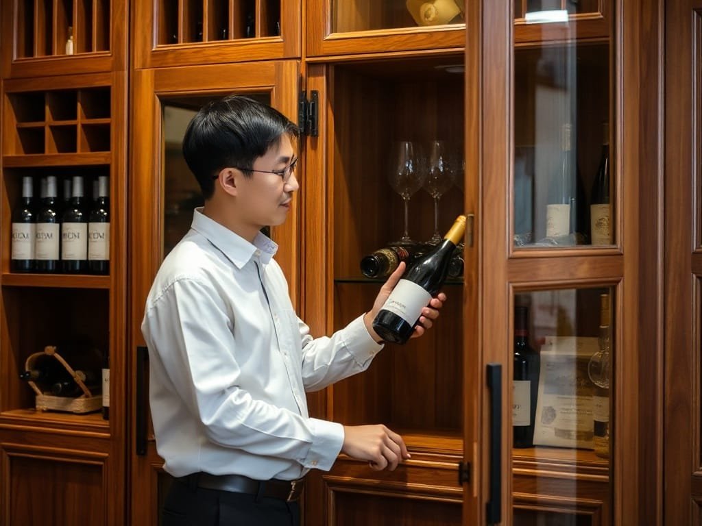 Người Việt chọn rượu từ tủ rượu gỗ được chế tác đẹp mắt.