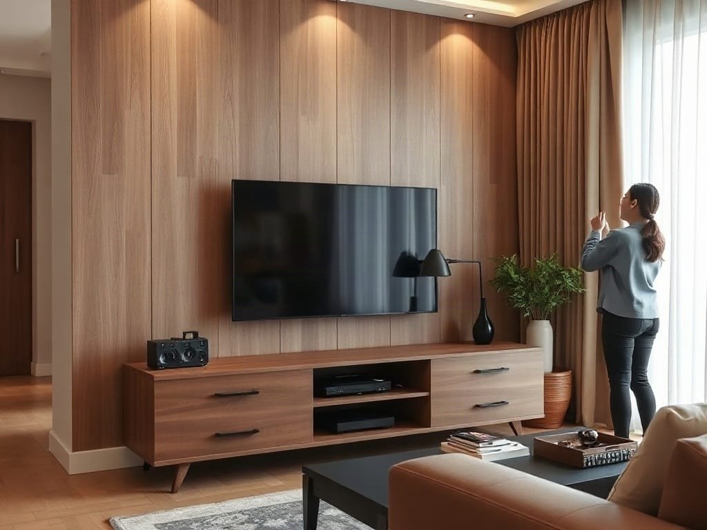 8 Cách Sử Dụng Kệ Tivi Hiệu Quả Hơn Cho Không Gian Sống Người Việt Nam trang trí kệ tivi phong cách trong phòng khách sáng sủa.