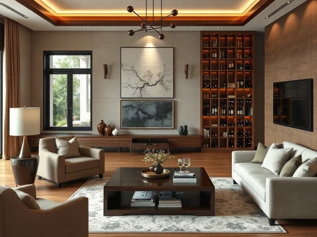 8 Bước Trang Trí Tủ Rượu Cá Tính Cho Ngôi Nhà Sang Trọng Phòng khách thẩm mỹ của người Việt với tủ rượu theo ý thích