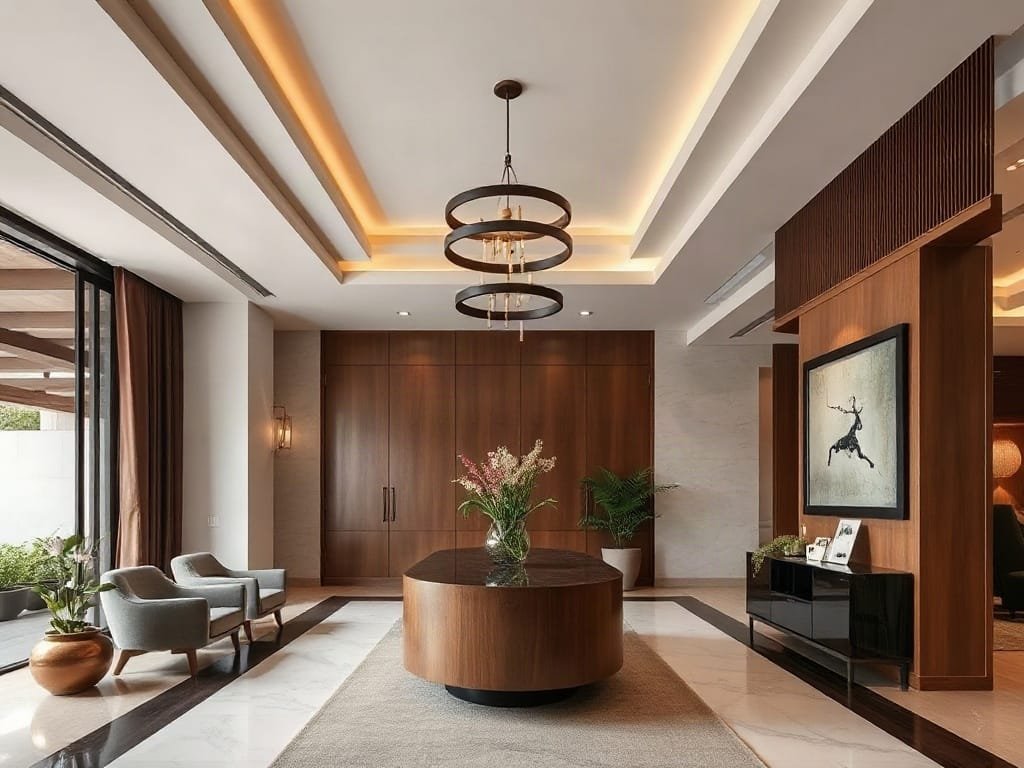 Quầy lễ tân thiết kế đẹp trong biệt thự Việt Nam.