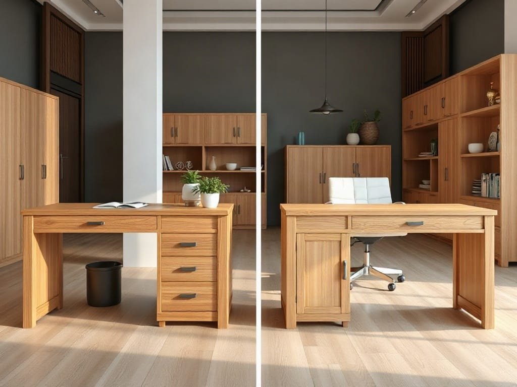 So sánh bàn làm việc: gỗ tự nhiên và MDF Melamine