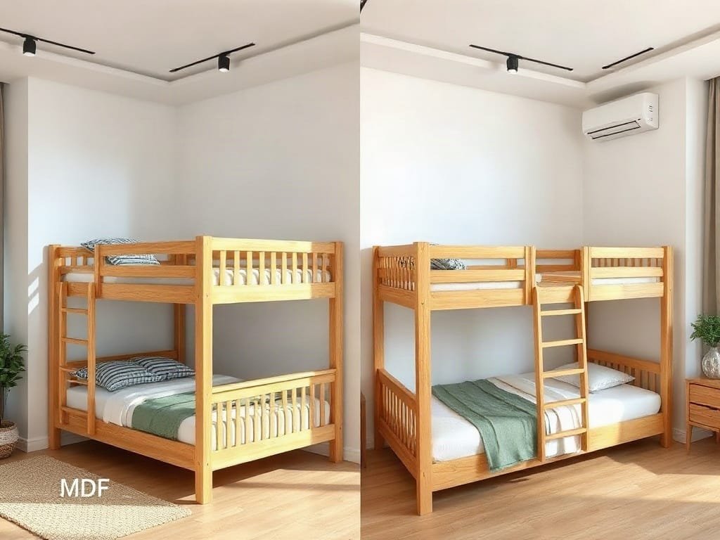 So sánh giường tầng: gỗ tự nhiên và MDF Melamine
