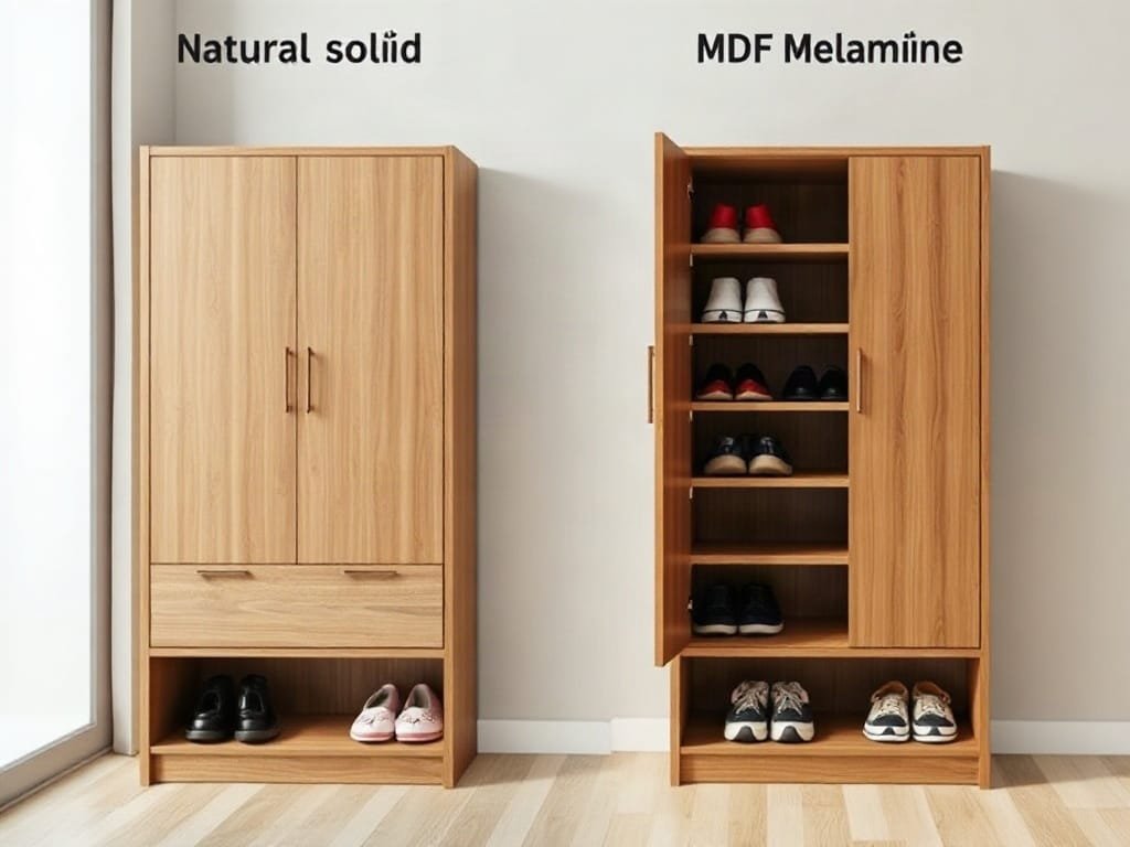 So sánh tủ giày: gỗ tự nhiên và MDF Melamine