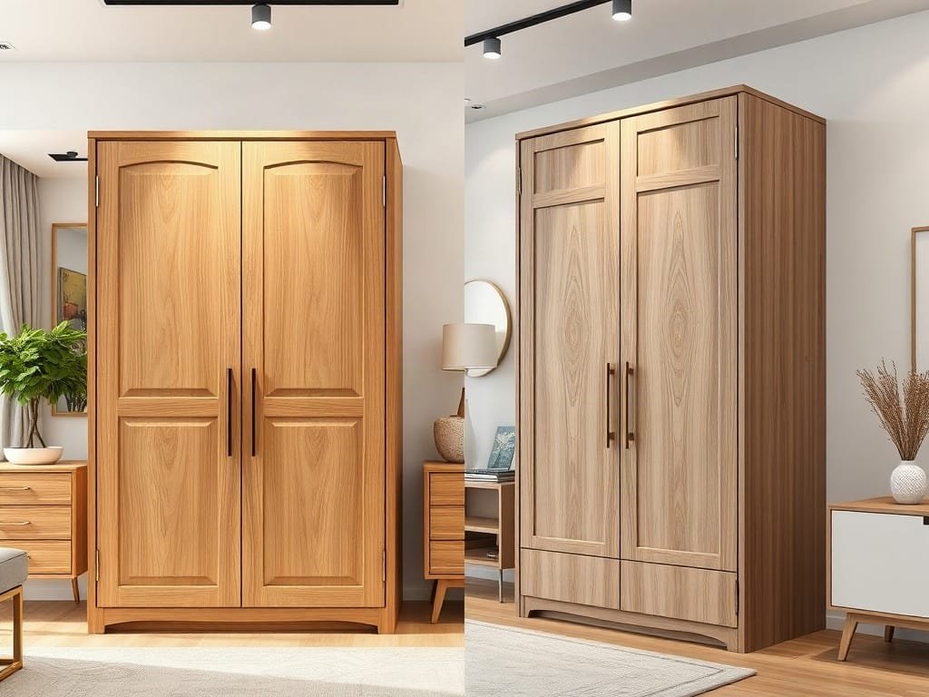 Khám phá các mẫu tủ quần áo gỗ công nghiệp đẹp cho không gian hiện đại So sánh tủ quần áo: gỗ tự nhiên và MDF Melamine