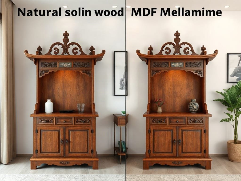 So sánh tủ thờ: gỗ tự nhiên và MDF Melamine