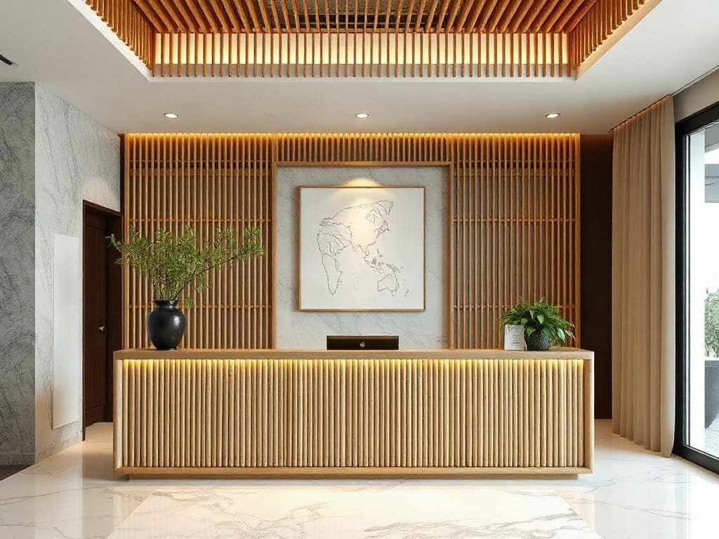 Thiết kế quầy tiếp tân thân thiện môi trường lấy cảm hứng từ tre tại Việt Nam