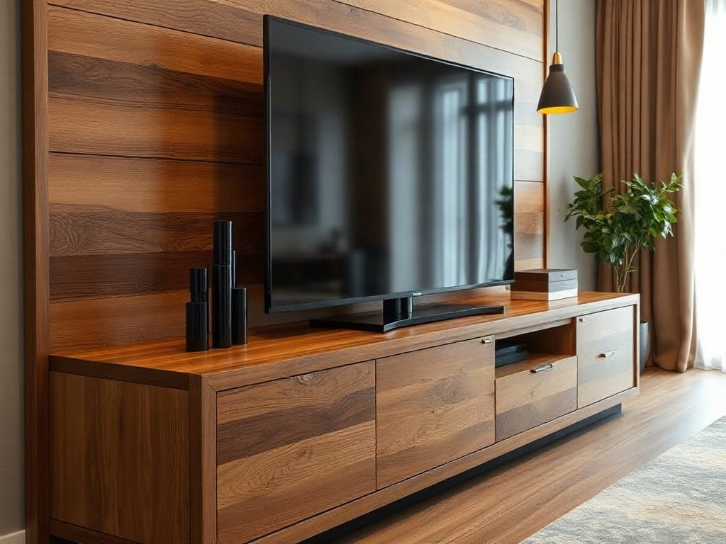 Cận cảnh kệ tivi gỗ cao cấp, thiết kế cho nhà Việt Nam.