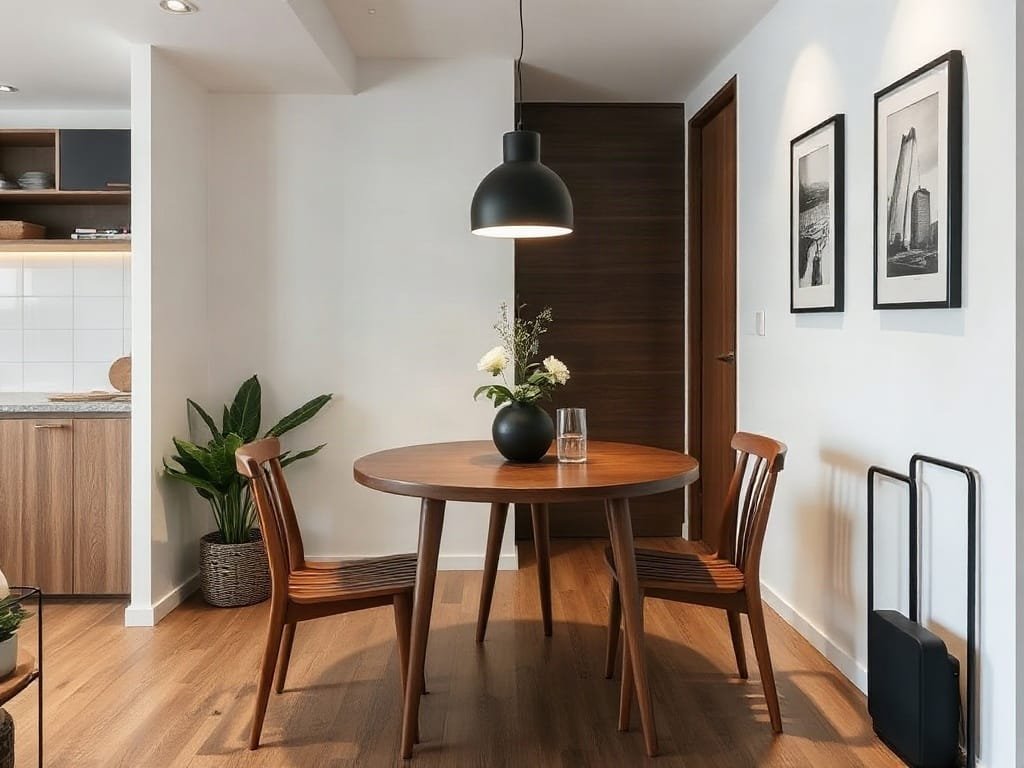 Căn hộ đô thị Việt Nam hiện đại với bộ bàn ăn gỗ nhỏ mà sành điệu