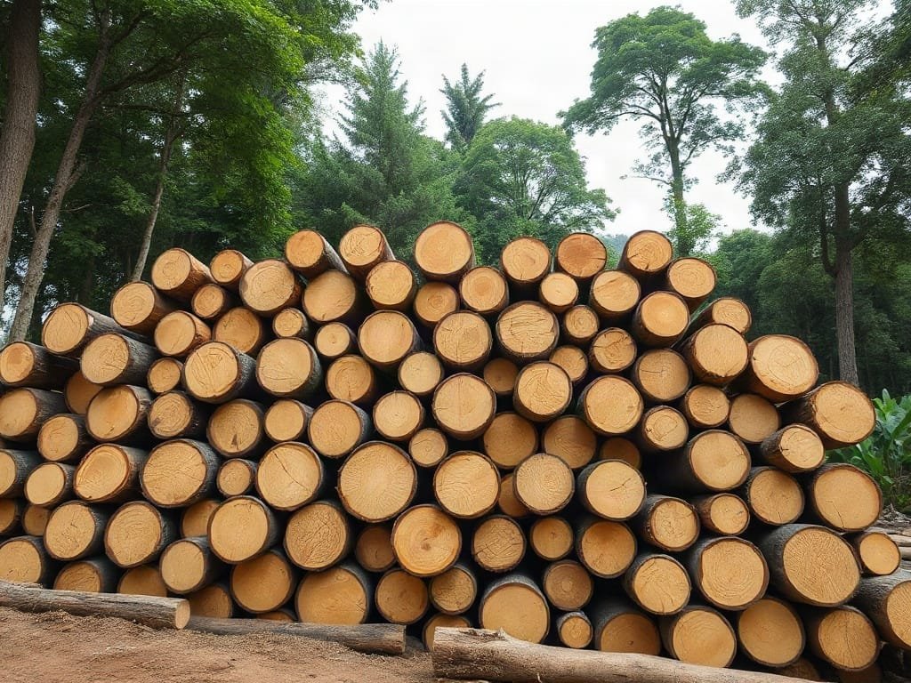 Đống gỗ đẹp hiện đại tròn nguyên liệu tại xưởng