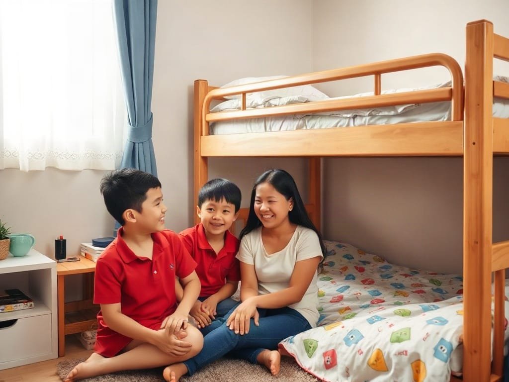 6 Mẹo Hay Với Giường Tầng Trẻ Em Giúp Tối Ưu Không Gian Gia đình Việt Nam tận hưởng thời gian trong phòng trẻ em với giường tầng.