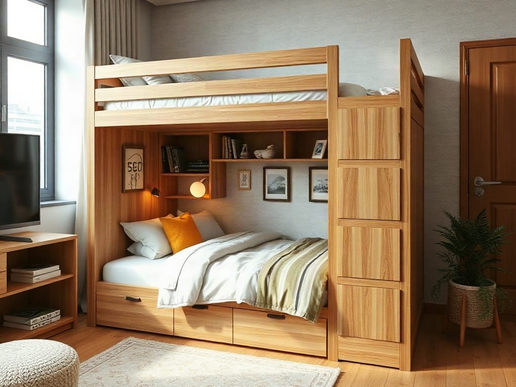 6 Mẹo Hay Với Giường Tầng Trẻ Em Giúp Tối Ưu Không Gian Giải pháp lưu trữ sáng tạo tích hợp vào giường tầng trong ngôi nhà Việt.