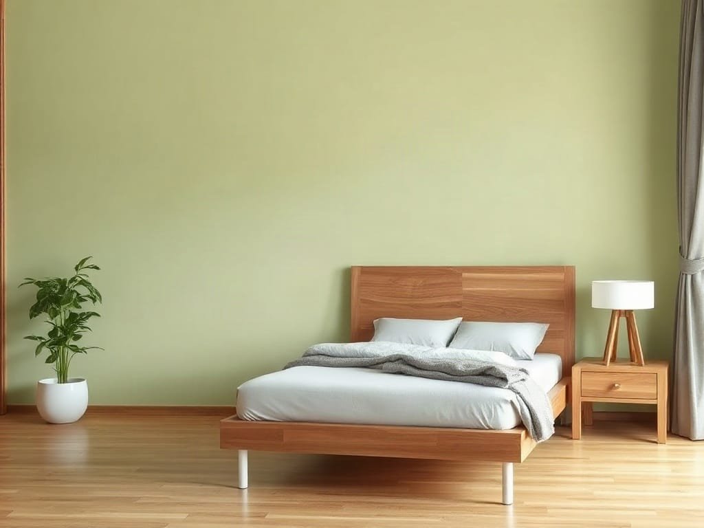 Giường gỗ đơn giản và tiện dụng trong căn hộ Việt
